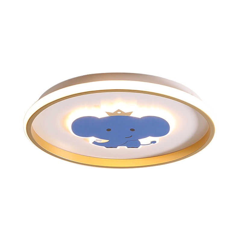 Plane/Elephant/Fish Metallic Flush Light Fixture Cartoon LED Blue Close to Ceiling Lamp for Kids Room Clearhalo 'Ceiling Lights' 'Close To Ceiling Lights' 'Close to ceiling' 'Flush mount' Lighting' 1650856