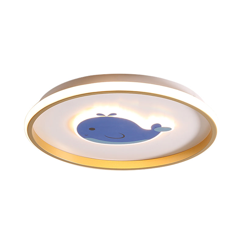 Plane/Elephant/Fish Metallic Flush Light Fixture Cartoon LED Blue Close to Ceiling Lamp for Kids Room Clearhalo 'Ceiling Lights' 'Close To Ceiling Lights' 'Close to ceiling' 'Flush mount' Lighting' 1650866