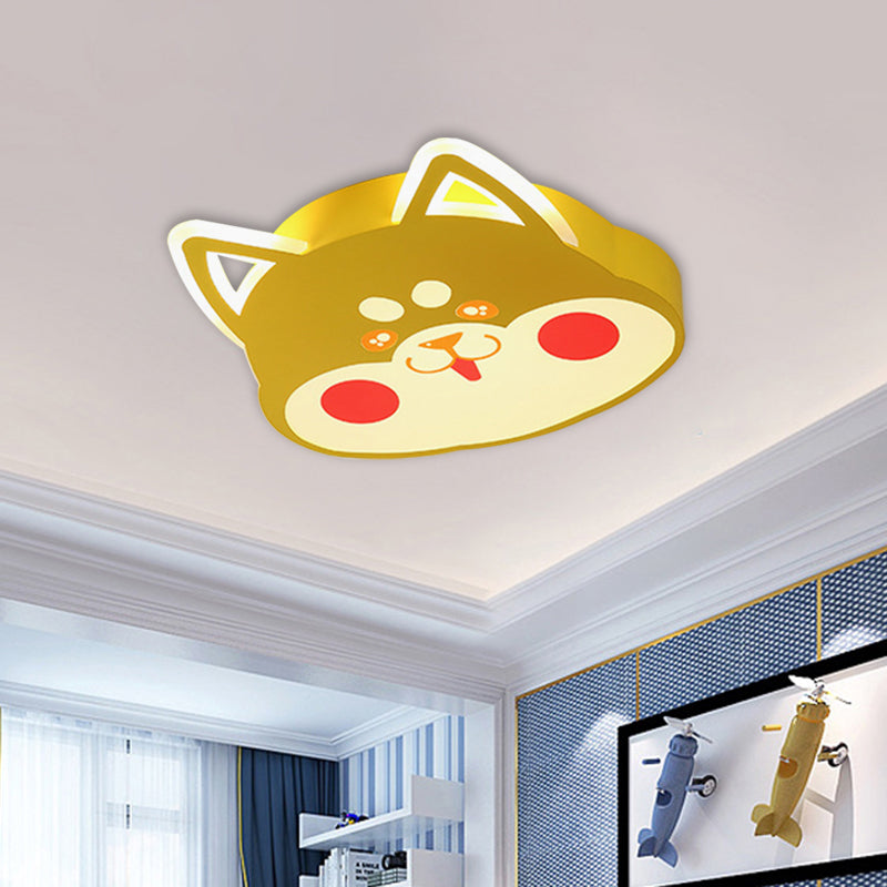 Dog Head Flush Mounted Lighting Creative Metal LED Bedroom Ceiling Mount Light in Black/Yellow Clearhalo 'Ceiling Lights' 'Close To Ceiling Lights' 'Close to ceiling' 'Flush mount' Lighting' 1650892