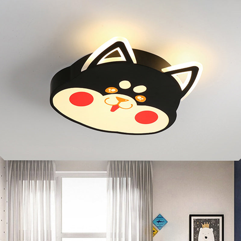 Dog Head Flush Mounted Lighting Creative Metal LED Bedroom Ceiling Mount Light in Black/Yellow Black Clearhalo 'Ceiling Lights' 'Close To Ceiling Lights' 'Close to ceiling' 'Flush mount' Lighting' 1650896