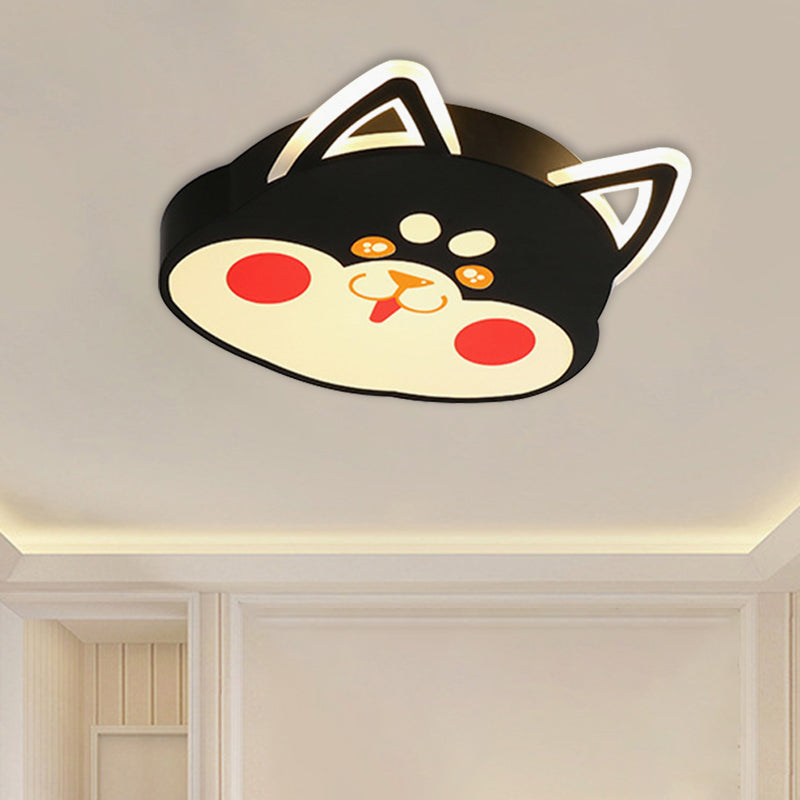 Dog Head Flush Mounted Lighting Creative Metal LED Bedroom Ceiling Mount Light in Black/Yellow Clearhalo 'Ceiling Lights' 'Close To Ceiling Lights' 'Close to ceiling' 'Flush mount' Lighting' 1650897