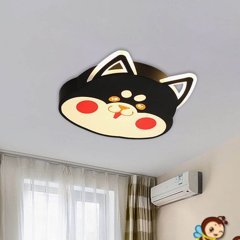 Dog Head Flush Mounted Lighting Creative Metal LED Bedroom Ceiling Mount Light in Black/Yellow Clearhalo 'Ceiling Lights' 'Close To Ceiling Lights' 'Close to ceiling' 'Flush mount' Lighting' 1650898