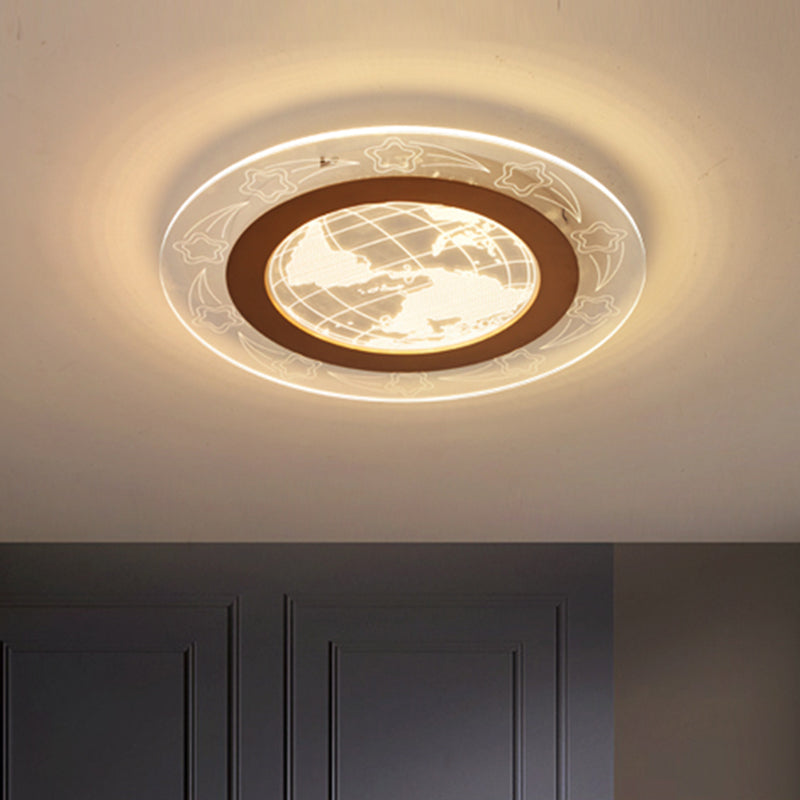 Acrylic Round Flush Ceiling Light Nordic LED Clear Flushmount Lighting with Flower and Globe Design, Warm/White Light Clear Clearhalo 'Ceiling Lights' 'Close To Ceiling Lights' 'Close to ceiling' 'Flush mount' Lighting' 1650953