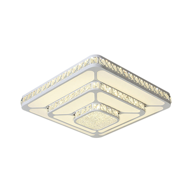 Squared Close to Ceiling Lighting Simple Cut Crystal LED White Flush Mount Lamp Fixture in Warm/White Light Clearhalo 'Ceiling Lights' 'Close To Ceiling Lights' 'Close to ceiling' 'Flush mount' Lighting' 1651011