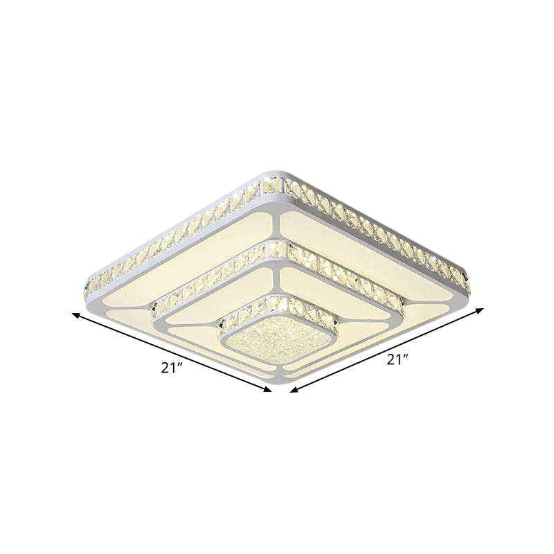 Squared Close to Ceiling Lighting Simple Cut Crystal LED White Flush Mount Lamp Fixture in Warm/White Light Clearhalo 'Ceiling Lights' 'Close To Ceiling Lights' 'Close to ceiling' 'Flush mount' Lighting' 1651012