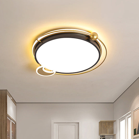 Modernist Round/Square Flush Mount Acrylic LED Bedroom Flushmount Lighting in Black, Warm/White Light Black Round Clearhalo 'Ceiling Lights' 'Close To Ceiling Lights' 'Close to ceiling' 'Flush mount' Lighting' 1651109