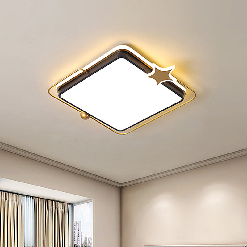 Modernist Round/Square Flush Mount Acrylic LED Bedroom Flushmount Lighting in Black, Warm/White Light Clearhalo 'Ceiling Lights' 'Close To Ceiling Lights' 'Close to ceiling' 'Flush mount' Lighting' 1651114