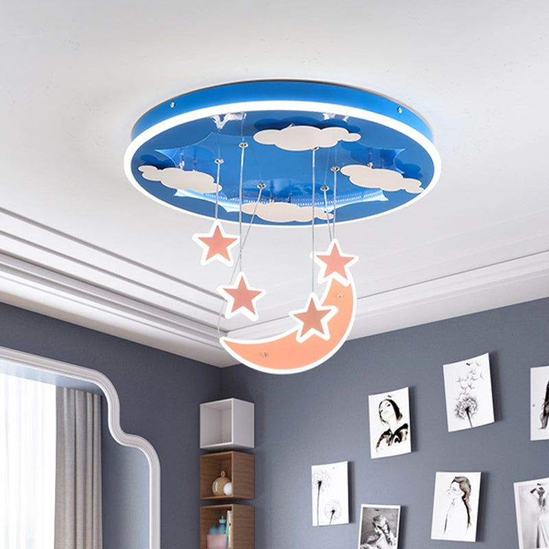 Starry Sky Children Room Hanging Lighting Acrylic LED Modern Cluster Pendant Light Fixture in Pink/Blue Pink Clearhalo 'Ceiling Lights' 'Pendant Lights' 'Pendants' Lighting' 1651224_674b4292-71a5-4a8c-aaf7-7ffcbc3e3a57