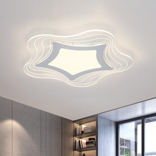 Acrylic Star/Pentagon Flush Mount Lamp Modernist LED White Flushmount Lighting in White/Warm Light White Star Clearhalo 'Ceiling Lights' 'Close To Ceiling Lights' 'Close to ceiling' 'Flush mount' Lighting' 1651237