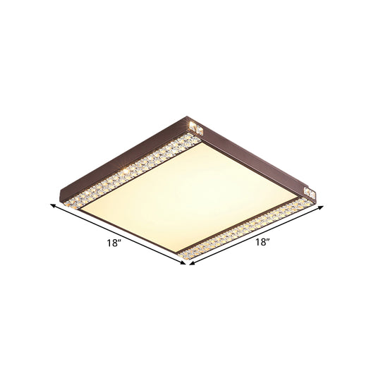 Metallic Square Ceiling Mounted Light Contemporary LED Flushmount Lighting with Crystal Bead Deco in Gold/Coffee Clearhalo 'Ceiling Lights' 'Close To Ceiling Lights' 'Close to ceiling' 'Flush mount' Lighting' 1651307