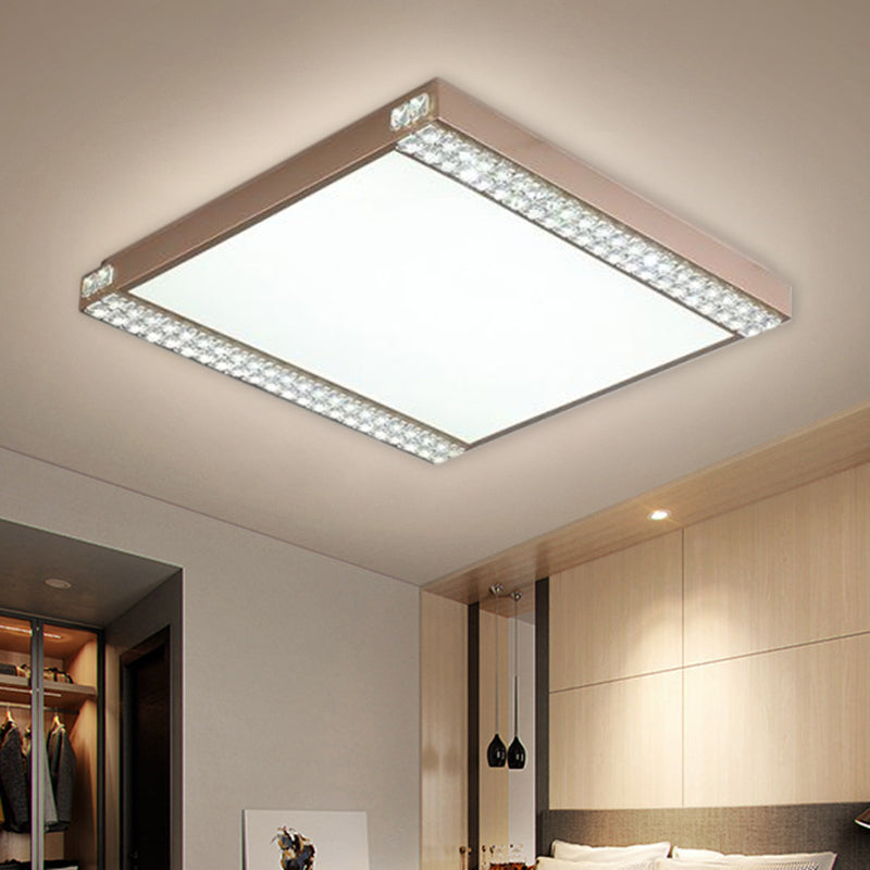 Metallic Square Ceiling Mounted Light Contemporary LED Flushmount Lighting with Crystal Bead Deco in Gold/Coffee Clearhalo 'Ceiling Lights' 'Close To Ceiling Lights' 'Close to ceiling' 'Flush mount' Lighting' 1651310