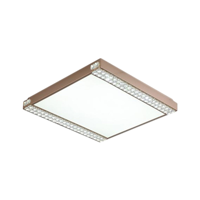 Metallic Square Ceiling Mounted Light Contemporary LED Flushmount Lighting with Crystal Bead Deco in Gold/Coffee Clearhalo 'Ceiling Lights' 'Close To Ceiling Lights' 'Close to ceiling' 'Flush mount' Lighting' 1651311