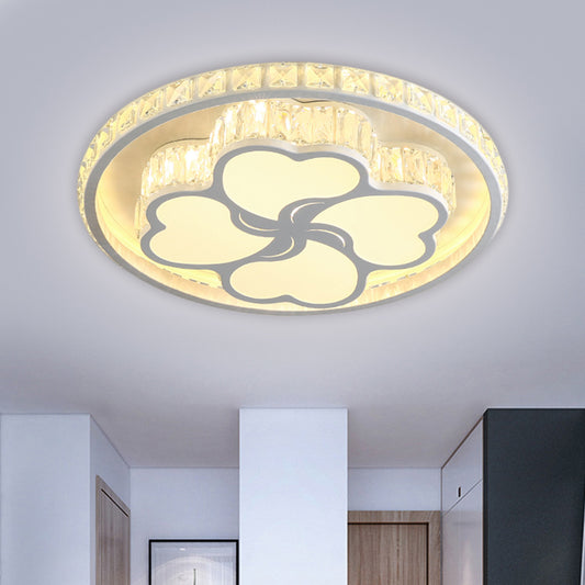 White LED Clover Ceiling Flush Mount Modernist Hand-Cut Crystal Flushmount Lighting in Warm/White Light Clearhalo 'Ceiling Lights' 'Close To Ceiling Lights' 'Close to ceiling' 'Flush mount' Lighting' 1651318