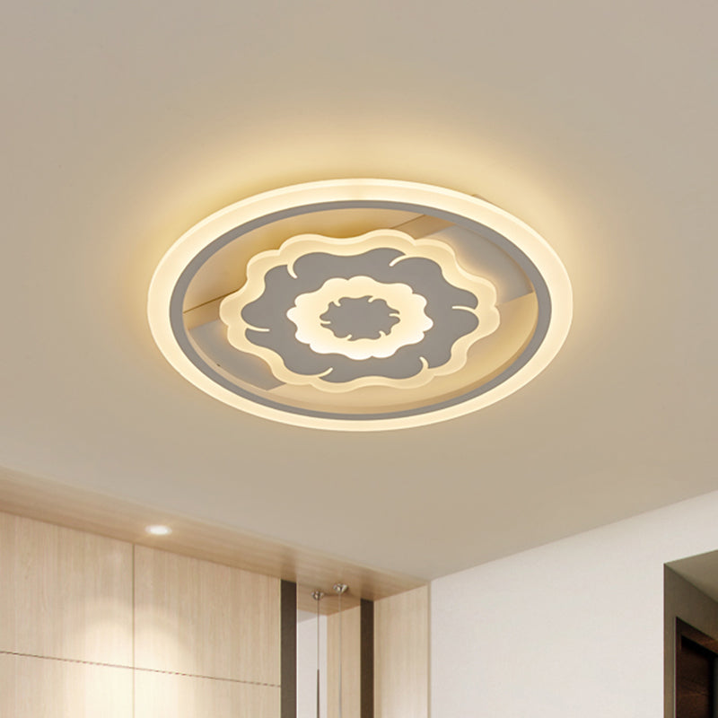 Acrylic Floral Ceiling Mount Modern LED White Flush Light Fixture in Warm/White Light for Bedroom Clearhalo 'Ceiling Lights' 'Close To Ceiling Lights' 'Close to ceiling' 'Flush mount' Lighting' 1651346