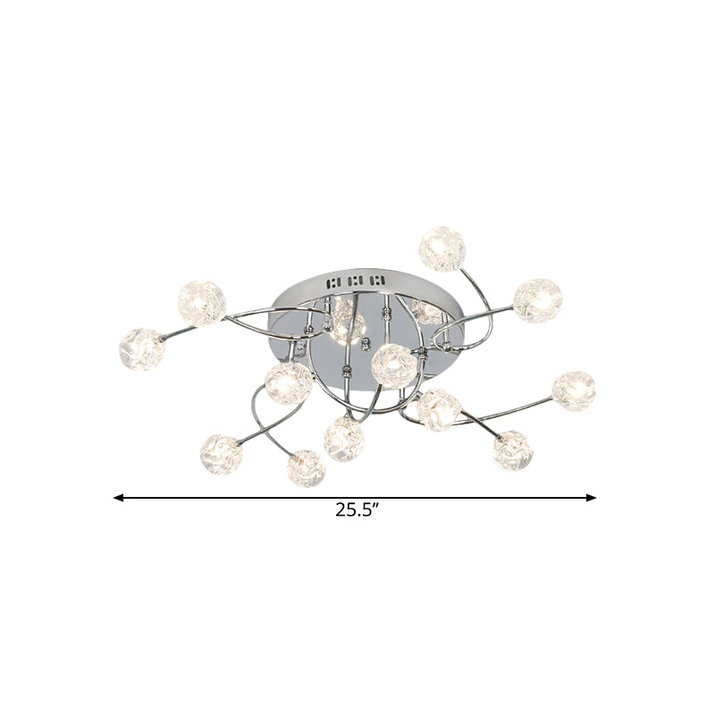 Minimalism Globe Semi Flush Light Beveled Crystal 12/16/20-Bulb Sitting Room Close to Ceiling Lamp in Chrome Clearhalo 'Ceiling Lights' 'Close To Ceiling Lights' 'Close to ceiling' 'Semi-flushmount' Lighting' 1651392