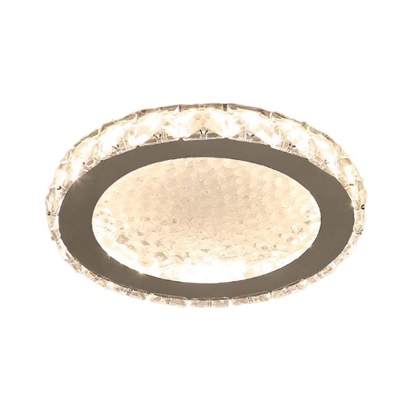 Circle Flush Mount Lamp Simplicity Crystal Block LED Corridor Ceiling Lighting in Chrome, Warm/White Light Clearhalo 'Ceiling Lights' 'Close To Ceiling Lights' 'Close to ceiling' 'Flush mount' Lighting' 1651434