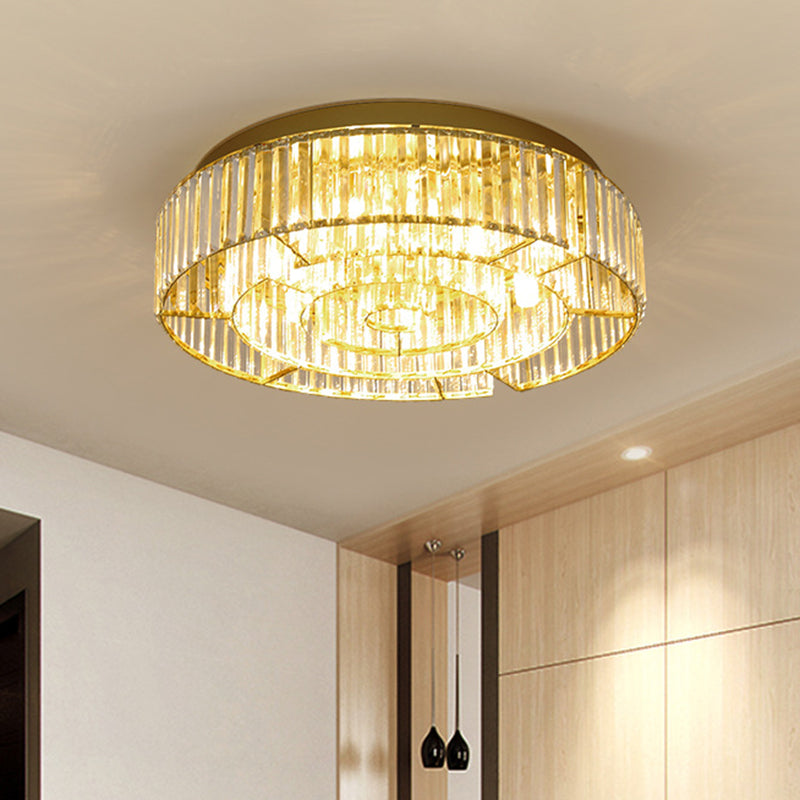 Circular Parlor Flush Mount Light Crystal Rectangle LED Simplicity Close to Ceiling Lighting in Black/Gold Gold Clearhalo 'Ceiling Lights' 'Close To Ceiling Lights' 'Close to ceiling' 'Flush mount' Lighting' 1651461