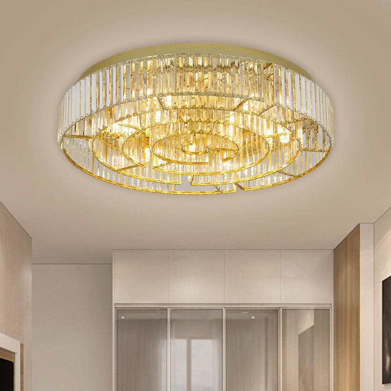 Circular Parlor Flush Mount Light Crystal Rectangle LED Simplicity Close to Ceiling Lighting in Black/Gold Clearhalo 'Ceiling Lights' 'Close To Ceiling Lights' 'Close to ceiling' 'Flush mount' Lighting' 1651462