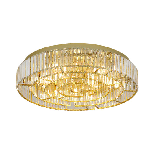 Circular Parlor Flush Mount Light Crystal Rectangle LED Simplicity Close to Ceiling Lighting in Black/Gold Clearhalo 'Ceiling Lights' 'Close To Ceiling Lights' 'Close to ceiling' 'Flush mount' Lighting' 1651463