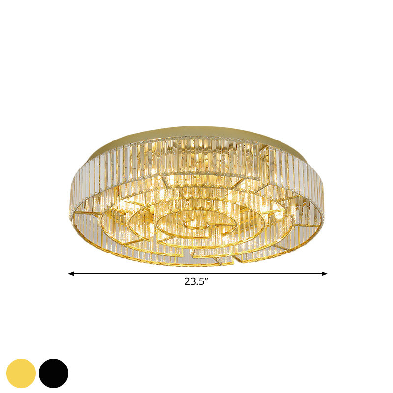 Circular Parlor Flush Mount Light Crystal Rectangle LED Simplicity Close to Ceiling Lighting in Black/Gold Clearhalo 'Ceiling Lights' 'Close To Ceiling Lights' 'Close to ceiling' 'Flush mount' Lighting' 1651464