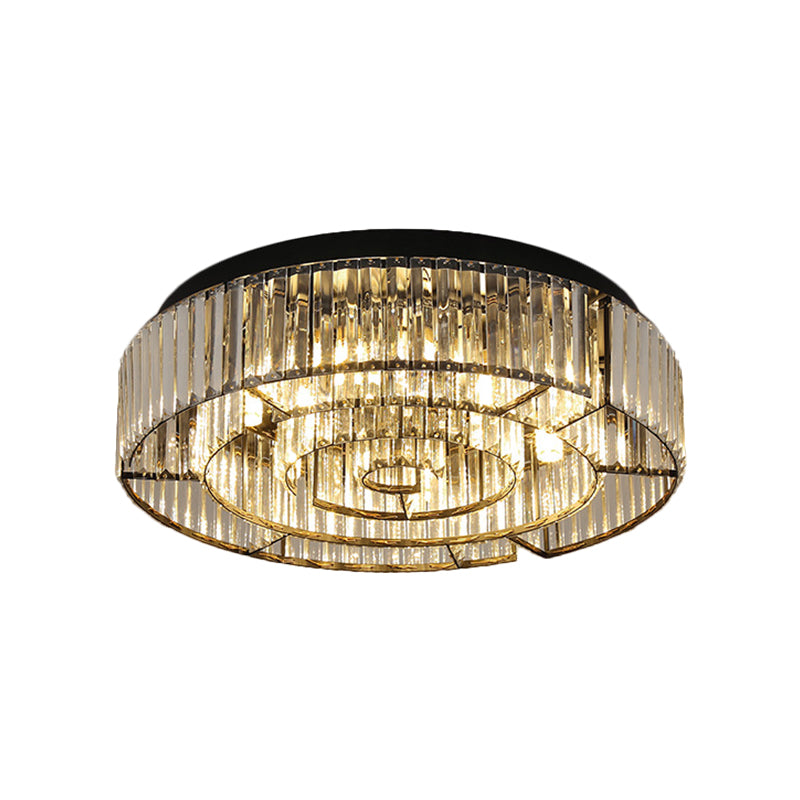 Circular Parlor Flush Mount Light Crystal Rectangle LED Simplicity Close to Ceiling Lighting in Black/Gold Clearhalo 'Ceiling Lights' 'Close To Ceiling Lights' 'Close to ceiling' 'Flush mount' Lighting' 1651468