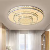 LED Bedroom Flush Mount Modern White Ceiling Lighting with Circle Crystal Block Shade in Warm/White Light, 18"/21.5" W Clearhalo 'Ceiling Lights' 'Close To Ceiling Lights' 'Close to ceiling' 'Flush mount' Lighting' 1651483