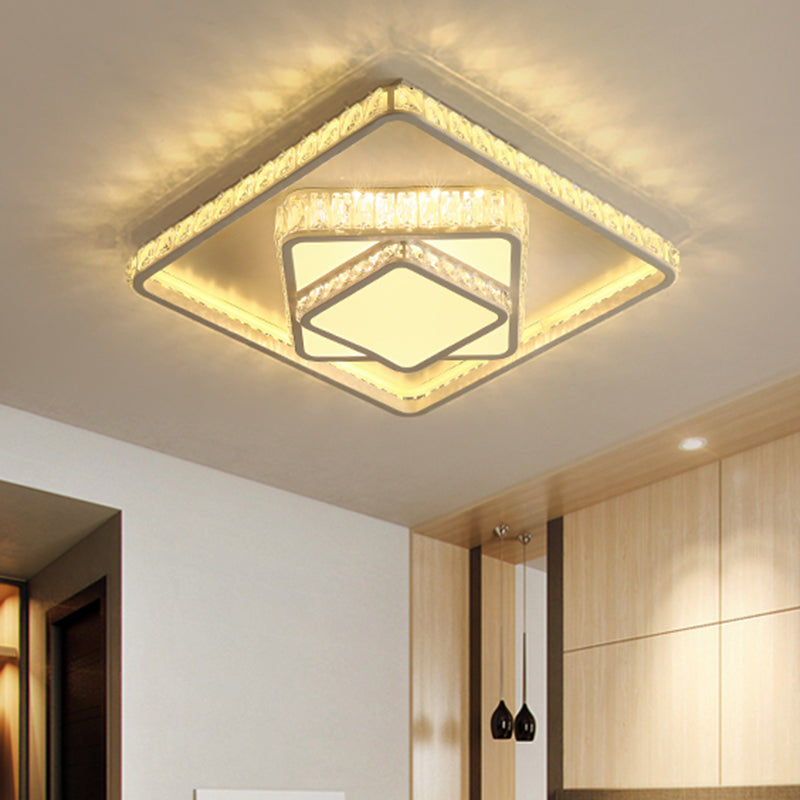 Square Crystal Block Flush Lamp Minimalism LED White Ceiling Mounted Fixture in White Light Clearhalo 'Ceiling Lights' 'Close To Ceiling Lights' 'Close to ceiling' 'Flush mount' Lighting' 1651488