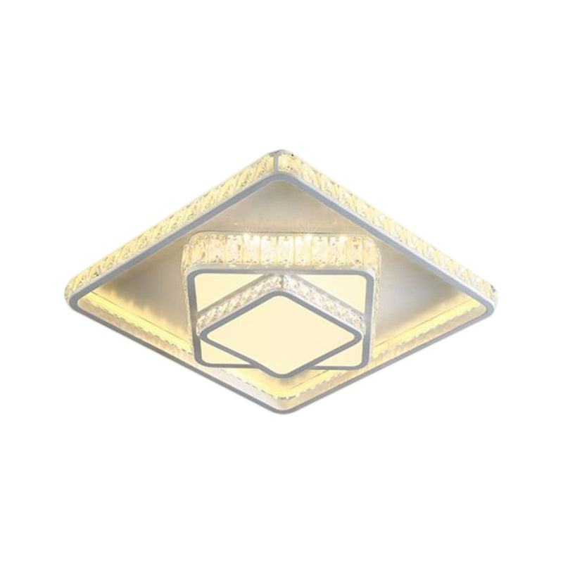 Square Crystal Block Flush Lamp Minimalism LED White Ceiling Mounted Fixture in White Light Clearhalo 'Ceiling Lights' 'Close To Ceiling Lights' 'Close to ceiling' 'Flush mount' Lighting' 1651489