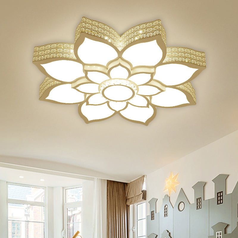 White LED Lotus Ceiling Fixture Contemporary Metallic Flush Mount Light, 21.5"/29.5" Width Clearhalo 'Ceiling Lights' 'Close To Ceiling Lights' 'Close to ceiling' 'Flush mount' Lighting' 1651510