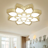 White LED Lotus Ceiling Fixture Contemporary Metallic Flush Mount Light, 21.5"/29.5" Width Clearhalo 'Ceiling Lights' 'Close To Ceiling Lights' 'Close to ceiling' 'Flush mount' Lighting' 1651510