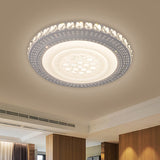 LED Great Room Ceiling Lighting Modern White Flush Mount Lamp with Round Metallic Shade in Warm/White Light Clearhalo 'Ceiling Lights' 'Close To Ceiling Lights' 'Close to ceiling' 'Flush mount' Lighting' 1651519