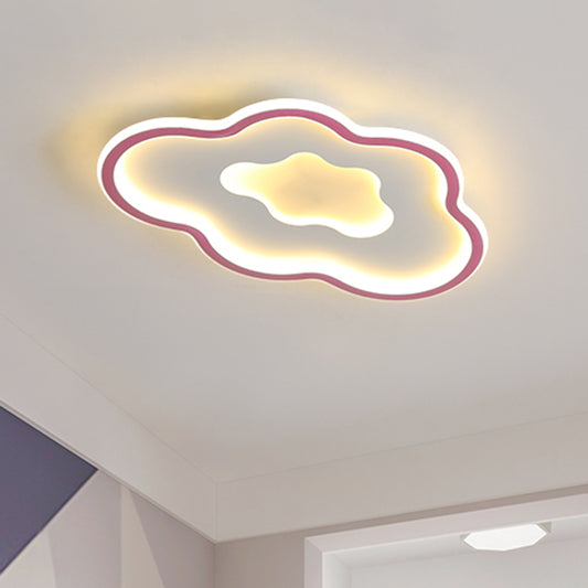 Cloud Kids Bedroom Flush Light Fixture Acrylic LED Cartoon Flush Mount Lighting in Pink/Blue Pink Clearhalo 'Ceiling Lights' 'Close To Ceiling Lights' 'Close to ceiling' 'Flush mount' Lighting' 1651585