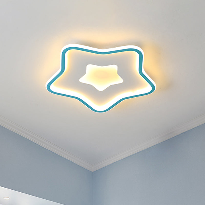 Cartoon Star Flush Mount Lighting Acrylic Kids Bedroom LED Flush Ceiling Light in Pink/Blue Blue Clearhalo 'Ceiling Lights' 'Close To Ceiling Lights' 'Close to ceiling' 'Flush mount' Lighting' 1651589