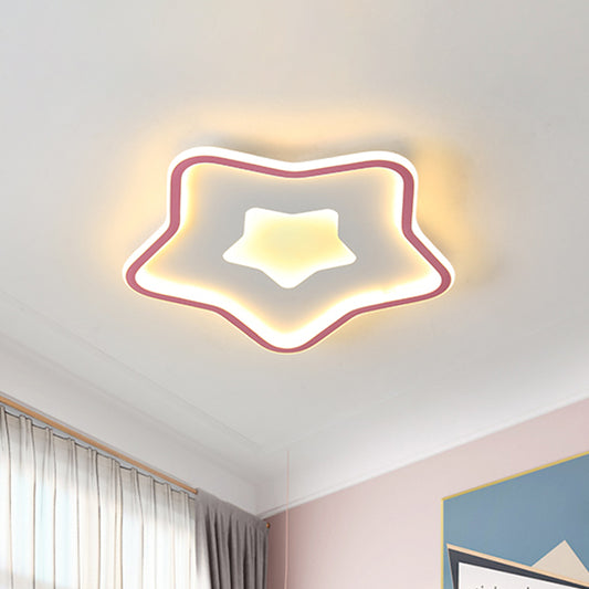 Cartoon Star Flush Mount Lighting Acrylic Kids Bedroom LED Flush Ceiling Light in Pink/Blue Clearhalo 'Ceiling Lights' 'Close To Ceiling Lights' 'Close to ceiling' 'Flush mount' Lighting' 1651594