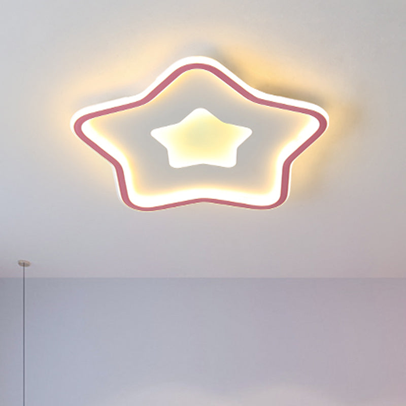 Cartoon Star Flush Mount Lighting Acrylic Kids Bedroom LED Flush Ceiling Light in Pink/Blue Clearhalo 'Ceiling Lights' 'Close To Ceiling Lights' 'Close to ceiling' 'Flush mount' Lighting' 1651595