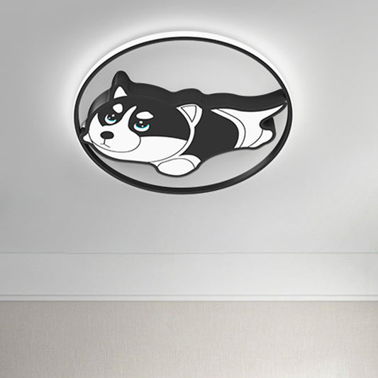 Metallic Dog Flush Ceiling Light Cartoon LED Flush Mount Lighting in Black for Bedroom Clearhalo 'Ceiling Lights' 'Close To Ceiling Lights' 'Close to ceiling' 'Flush mount' Lighting' 1651598