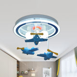 Blue Airplane Lighting Fixture with Bare Bulb Design Cartoon LED Metal Close to Ceiling Light Blue Clearhalo 'Ceiling Lights' 'Close To Ceiling Lights' 'Close to ceiling' 'Flush mount' Lighting' 1651601