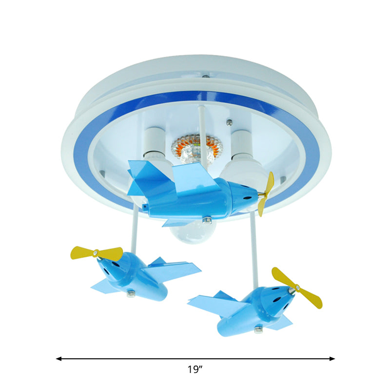 Blue Airplane Lighting Fixture with Bare Bulb Design Cartoon LED Metal Close to Ceiling Light Clearhalo 'Ceiling Lights' 'Close To Ceiling Lights' 'Close to ceiling' 'Flush mount' Lighting' 1651604