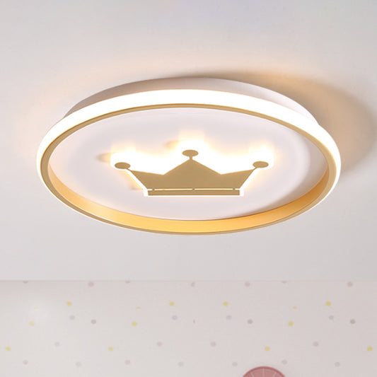 Crown/Monkey Flush Mount Lighting Kids Metallic Gold/Coffee LED Ceiling Mounted Fixture for Bedroom Gold Clearhalo 'Ceiling Lights' 'Close To Ceiling Lights' 'Close to ceiling' 'Flush mount' Lighting' 1651605