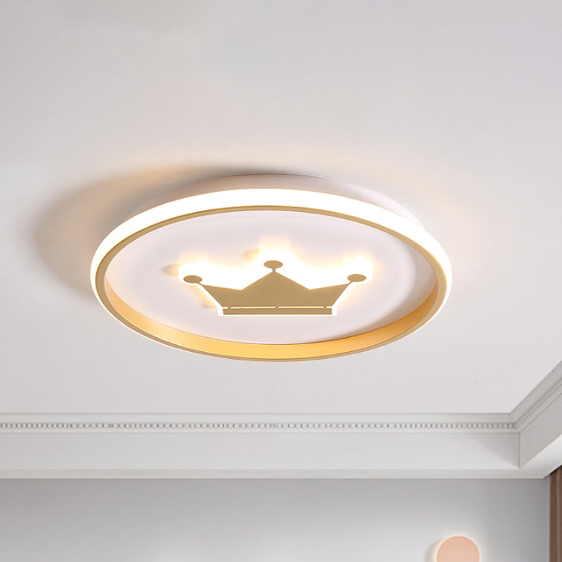 Crown/Monkey Flush Mount Lighting Kids Metallic Gold/Coffee LED Ceiling Mounted Fixture for Bedroom Clearhalo 'Ceiling Lights' 'Close To Ceiling Lights' 'Close to ceiling' 'Flush mount' Lighting' 1651606