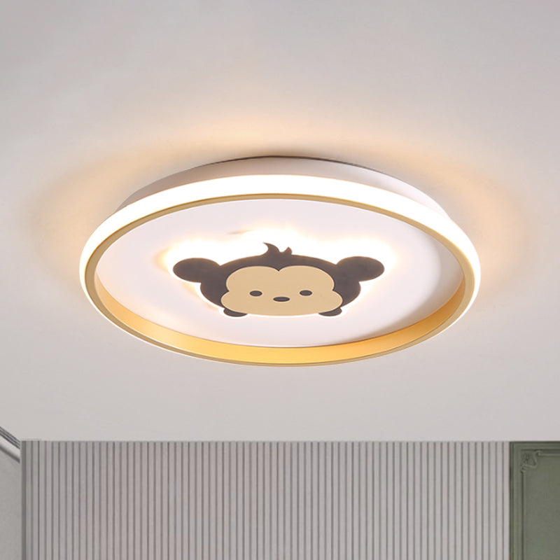 Crown/Monkey Flush Mount Lighting Kids Metallic Gold/Coffee LED Ceiling Mounted Fixture for Bedroom Coffee Clearhalo 'Ceiling Lights' 'Close To Ceiling Lights' 'Close to ceiling' 'Flush mount' Lighting' 1651609