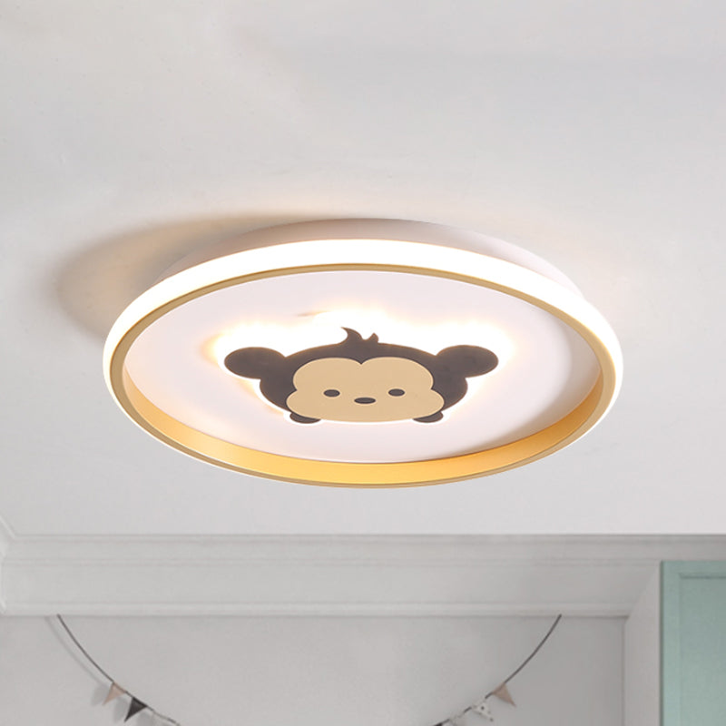 Crown/Monkey Flush Mount Lighting Kids Metallic Gold/Coffee LED Ceiling Mounted Fixture for Bedroom Clearhalo 'Ceiling Lights' 'Close To Ceiling Lights' 'Close to ceiling' 'Flush mount' Lighting' 1651610