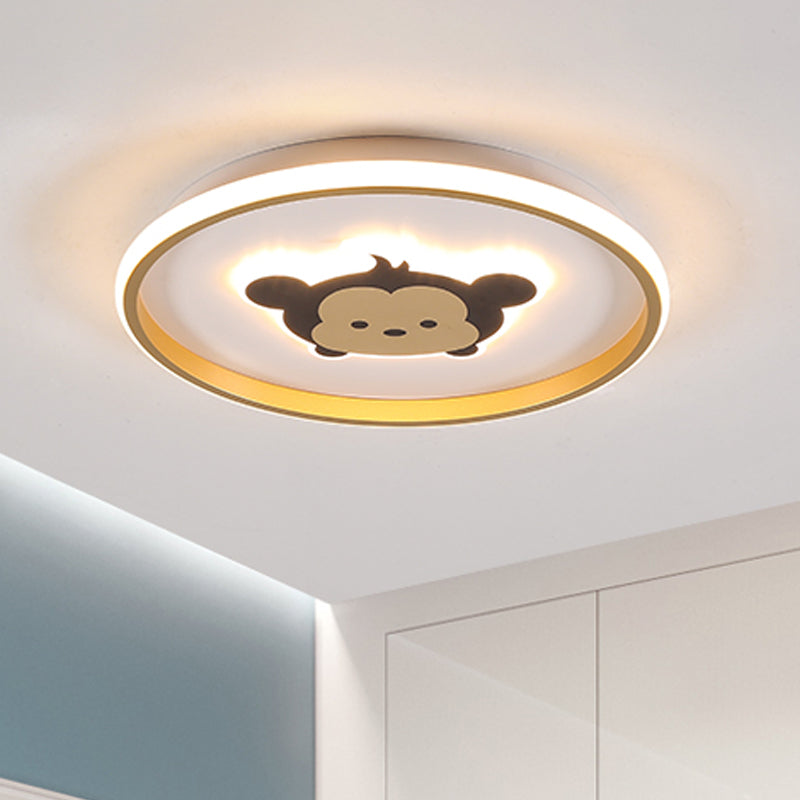 Crown/Monkey Flush Mount Lighting Kids Metallic Gold/Coffee LED Ceiling Mounted Fixture for Bedroom Clearhalo 'Ceiling Lights' 'Close To Ceiling Lights' 'Close to ceiling' 'Flush mount' Lighting' 1651611