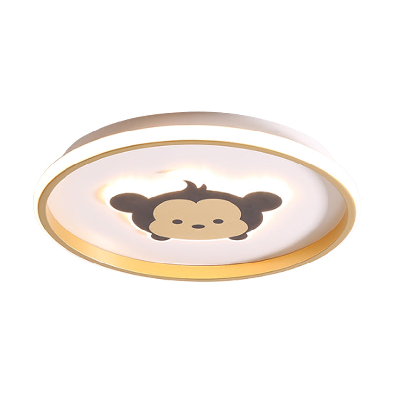 Crown/Monkey Flush Mount Lighting Kids Metallic Gold/Coffee LED Ceiling Mounted Fixture for Bedroom Clearhalo 'Ceiling Lights' 'Close To Ceiling Lights' 'Close to ceiling' 'Flush mount' Lighting' 1651612