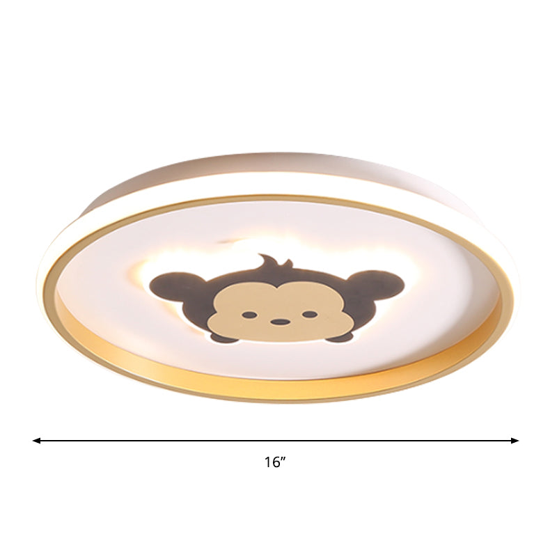 Crown/Monkey Flush Mount Lighting Kids Metallic Gold/Coffee LED Ceiling Mounted Fixture for Bedroom Clearhalo 'Ceiling Lights' 'Close To Ceiling Lights' 'Close to ceiling' 'Flush mount' Lighting' 1651613