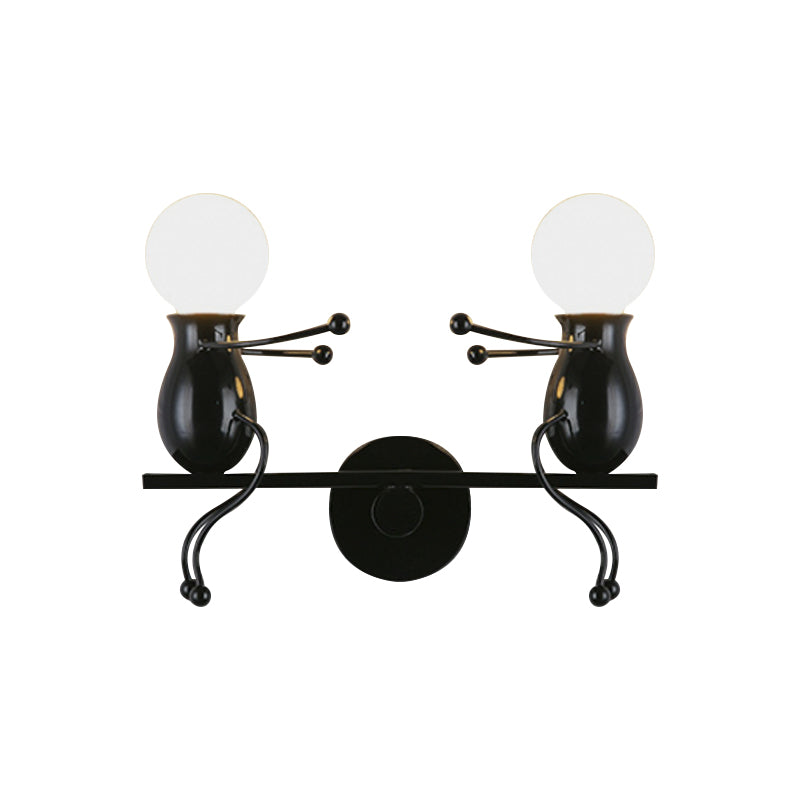 Black/White/Red Child-Like Wall Mount Lamp Kids 2 Heads Metal Wall Light Fixture with Seesaw Arm Clearhalo 'Wall Lamps & Sconces' 'Wall Lights' Lighting' 1651620