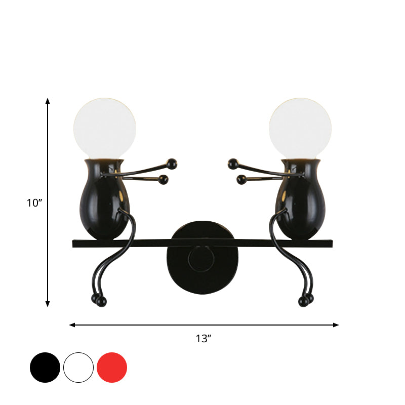 Black/White/Red Child-Like Wall Mount Lamp Kids 2 Heads Metal Wall Light Fixture with Seesaw Arm Clearhalo 'Wall Lamps & Sconces' 'Wall Lights' Lighting' 1651621