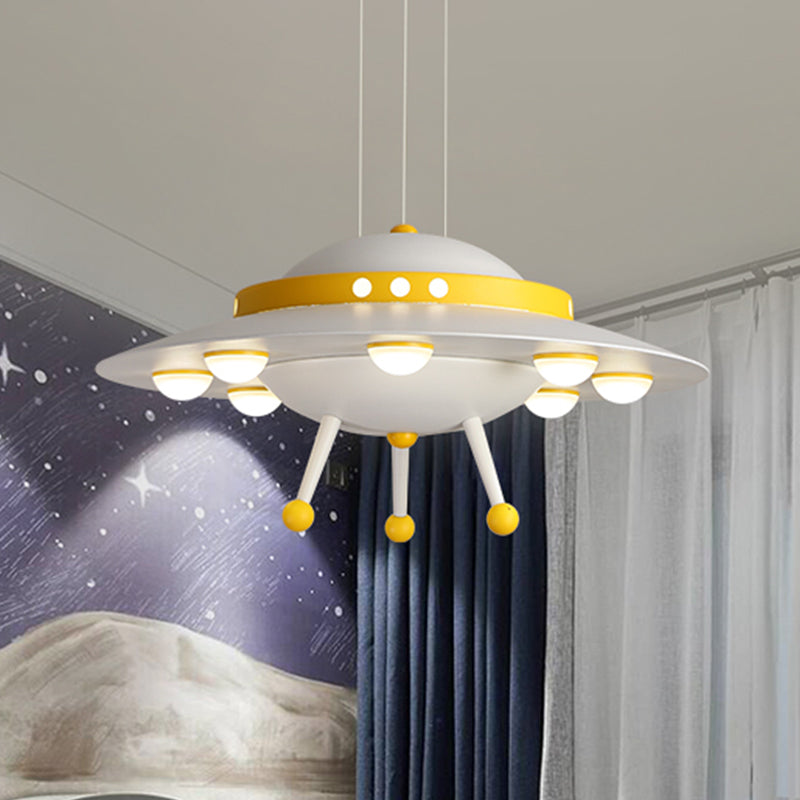 Aircraft Boys Bedroom Chandelier Light Metallic LED Cartoon Pendant Lighting in Yellow/Blue Yellow Clearhalo 'Ceiling Lights' 'Chandeliers' 'Modern Chandeliers' 'Modern' Lighting' 1651695