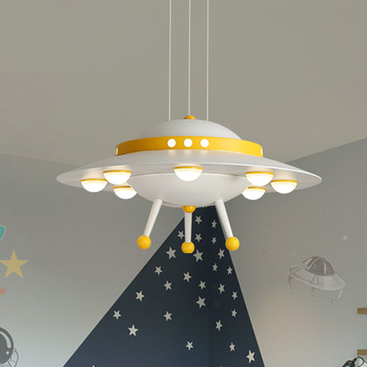 Aircraft Boys Bedroom Chandelier Light Metallic LED Cartoon Pendant Lighting in Yellow/Blue Clearhalo 'Ceiling Lights' 'Chandeliers' 'Modern Chandeliers' 'Modern' Lighting' 1651696