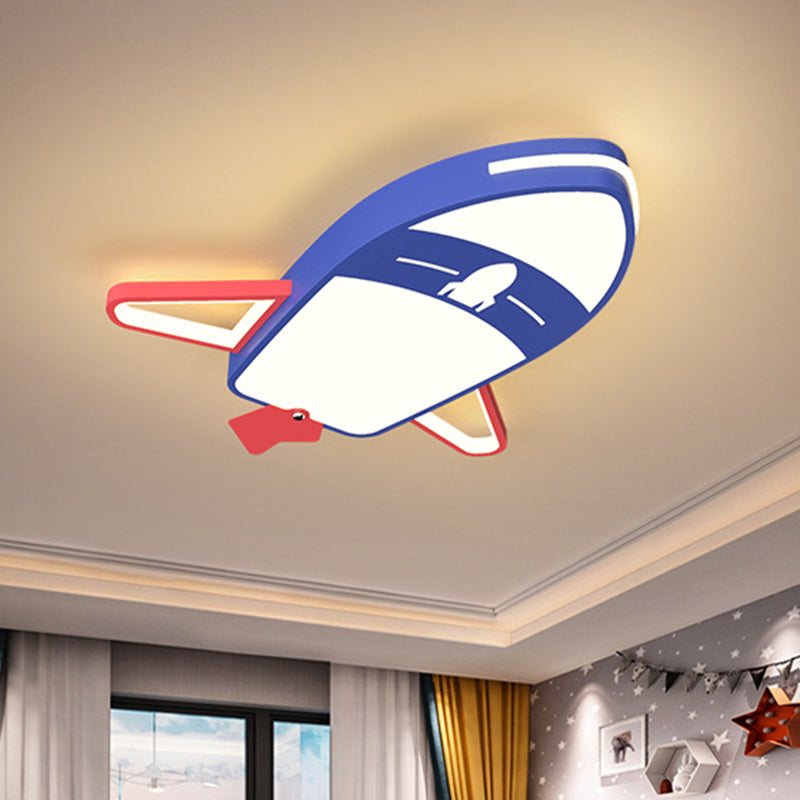 Plane Flush Light Fixture Cartoon Acrylic LED Blue Flush Mount Lighting for Boys Bedroom Blue Clearhalo 'Ceiling Lights' 'Close To Ceiling Lights' 'Close to ceiling' 'Flush mount' Lighting' 1651748